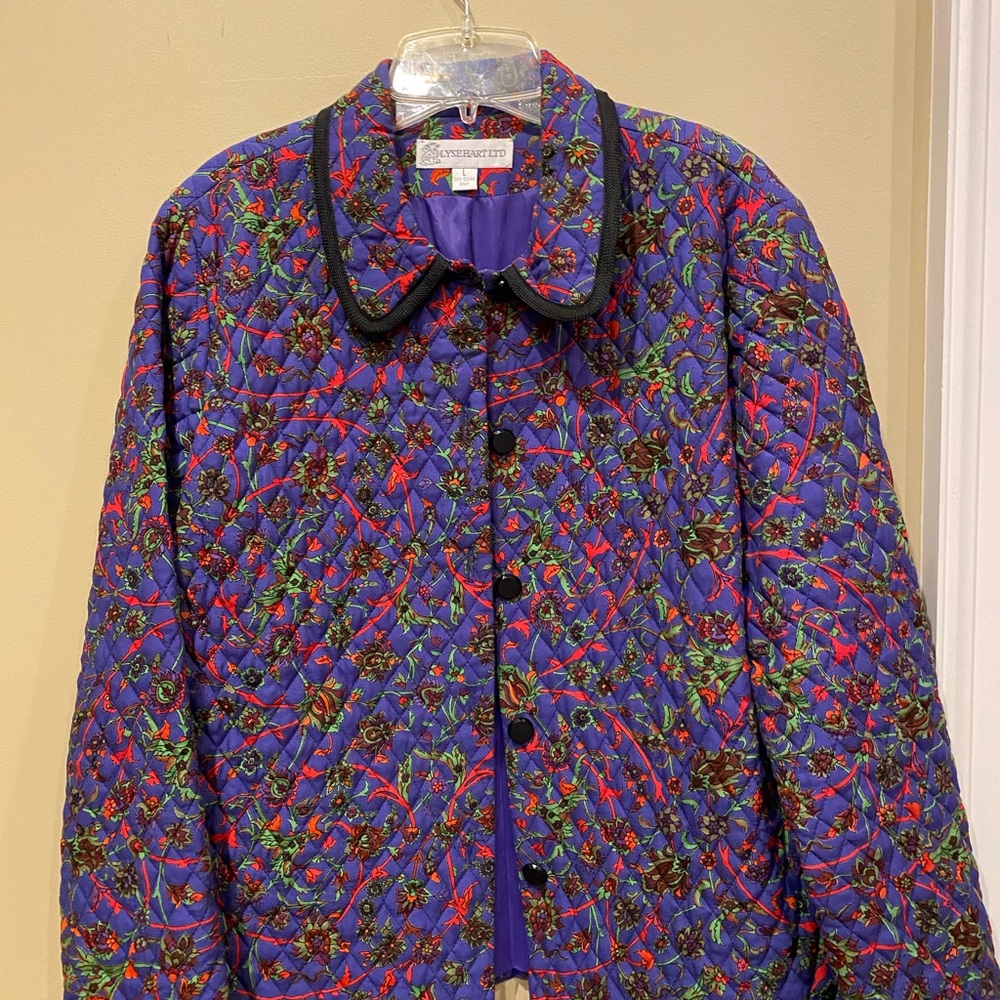 Purple quilted, floral jacket